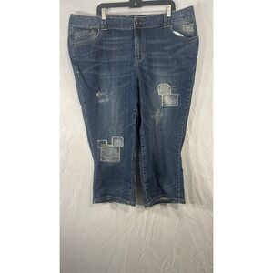Lane Bryant cropped Distress Patched Women's Jeans Size 22 Stretch